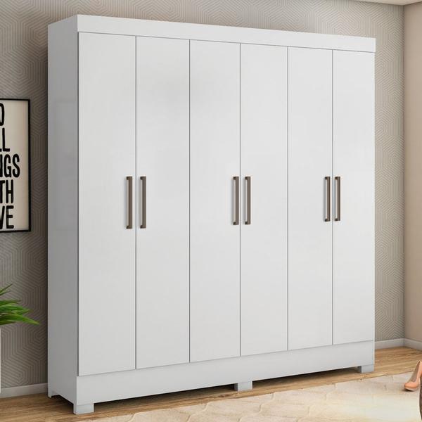 Imagem de Guarda Roupa Casal 6 Portas 3 Gavetas Pratico D02 Branco - Mpozenato