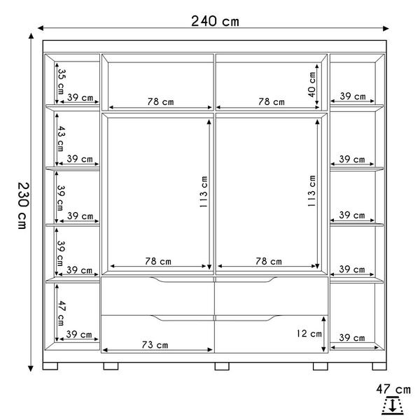 Imagem de Guarda Roupa Casal 6 Portas 4 Gavetas 240cm Doble Cinamomo/Off White - Albatroz