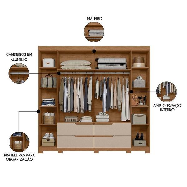 Imagem de Guarda Roupa Casal 6 Portas 4 Gavetas 240cm Doble Jatobá Fendi Albatroz