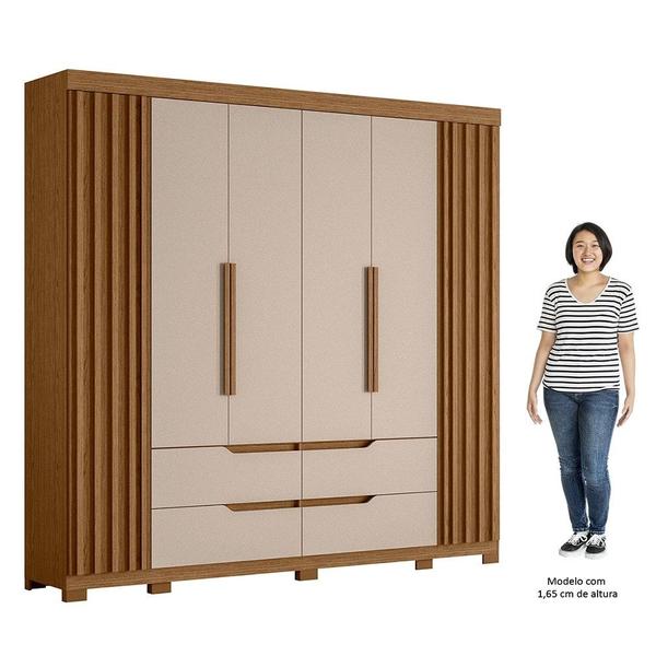 Imagem de Guarda Roupa Casal 6 Portas 4 Gavetas 240cm Doble Jatobá/Fendi - Albatroz