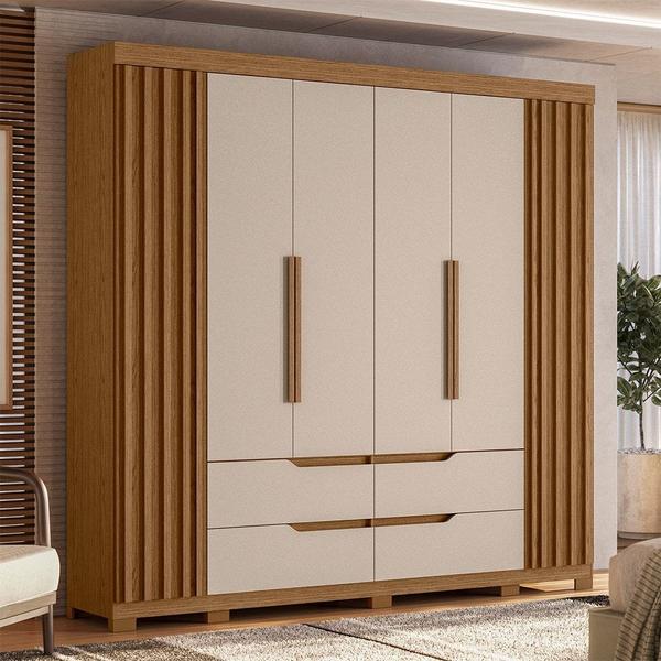 Imagem de Guarda Roupa Casal 6 Portas 4 Gavetas 240cm Doble Jatobá/Fendi - Albatroz