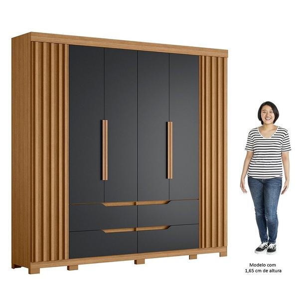 Imagem de Guarda Roupa Casal 6 Portas 4 Gavetas 240cm Doble Nature/Titanium - Albatroz