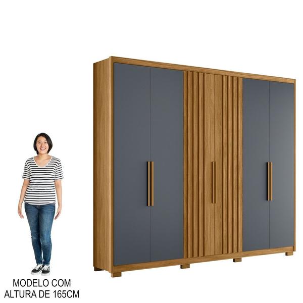 Imagem de Guarda Roupa Casal 6 Portas 4 Gavetas 260cm Gaia M07 Freijó/Cinza - Mpozenato