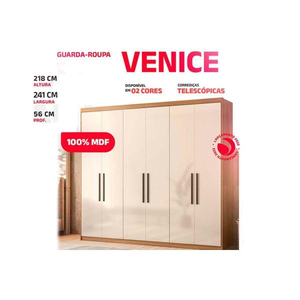 Imagem de Guarda Roupa Casal 6 Portas 4 Gavetas 3 Prateleiras Venice Amêndola/Off White - Demóbile