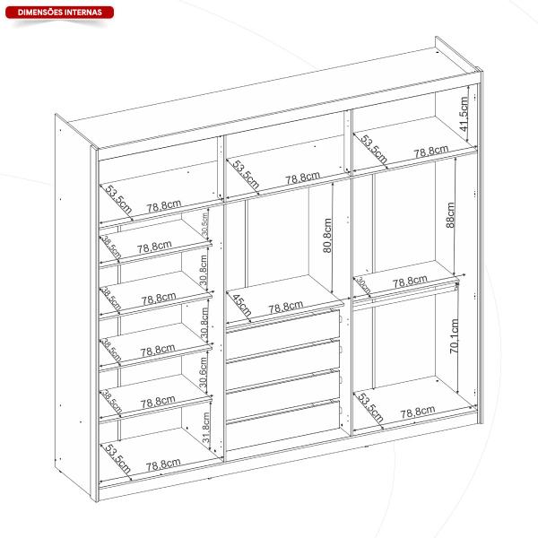 Imagem de Guarda Roupa Casal 6 Portas 4 Gavetas 4 Prateleiras Venice Branco - Demóbile