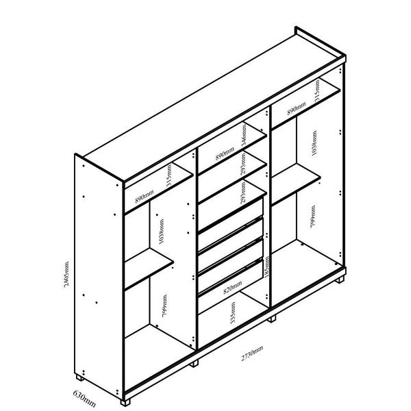 Imagem de Guarda Roupa Casal 6 Portas 4 Gavetas Absolut New Gelius Móveis