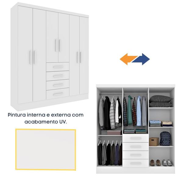 Imagem de Guarda Roupa Casal 6 Portas 4 Gavetas Arizona c/ Espeho s/ pés - Tcil