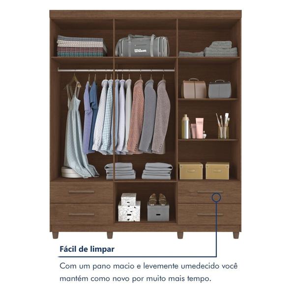 Imagem de Guarda Roupa Casal 6 Portas 4 Gavetas Califórnia Cacau