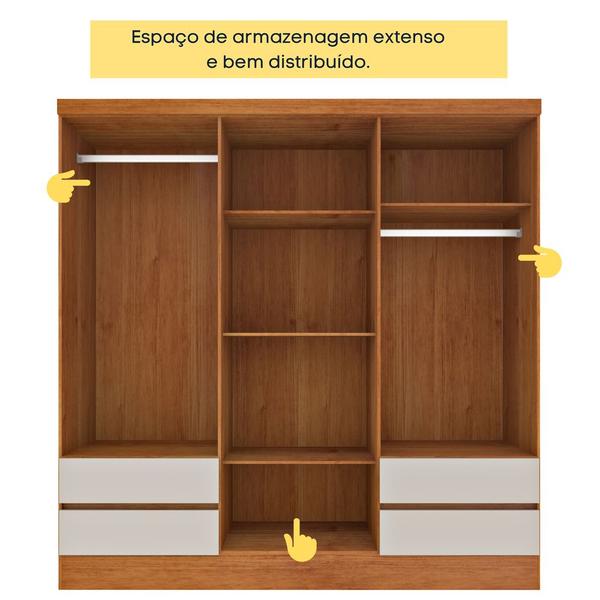 Imagem de Guarda- Roupa Casal 6 Portas 4 Gavetas com 8 Pés Oregon - Tcil