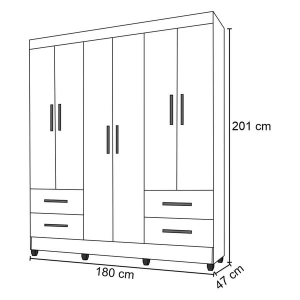 Imagem de Guarda Roupa Casal 6 Portas 4 Gavetas Honduras - Móveis Leão