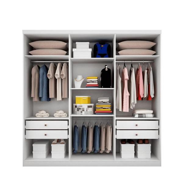 Imagem de Guarda Roupa Casal 6 Portas 4 Gavetas - New Vértice-Branco - Móveis Novo Horizonte