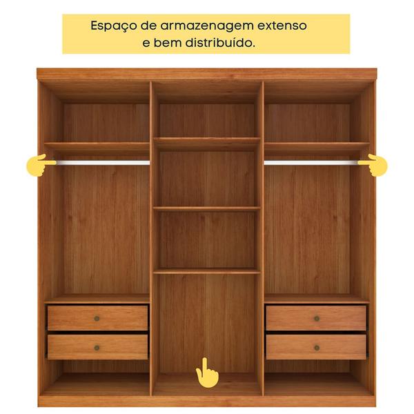 Imagem de Guarda Roupa Casal 6 Portas 4 Gavetas Suécia s/ Espelho s/ pés - Tcil