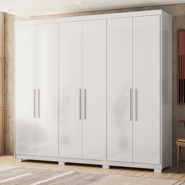 Imagem de Guarda Roupa Casal 6 Portas 4 Gavetas Venice com Pés Branco - Demóbile