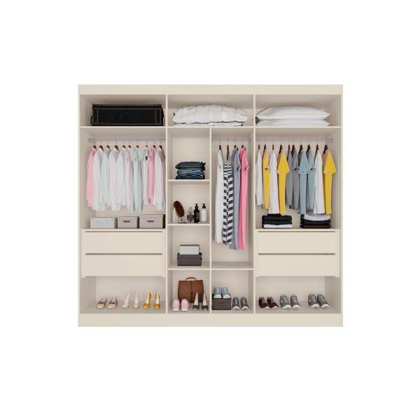 Imagem de Guarda Roupa Casal 6 Portas (4 Ripadas e 2 c/ Espelho) e 4 Gavetas Oxford Peroba/Off White - Europa