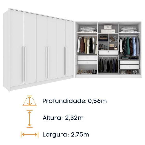 Imagem de Guarda Roupa Casal 6 Portas 5 Gavetas 275cm Ariel Yescasa