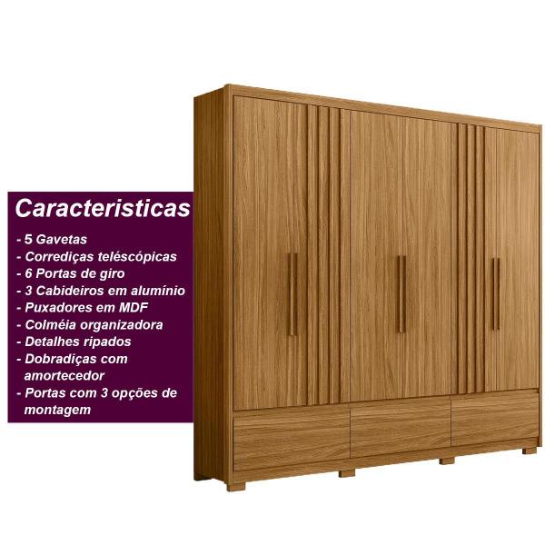 Imagem de Guarda Roupa Casal 6 Portas 5 Gavetas Amazonas