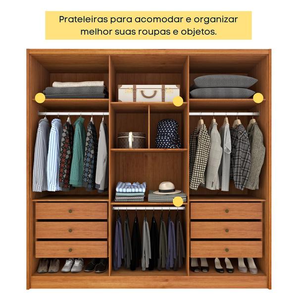 Imagem de Guarda Roupa Casal 6 Portas 6 Gavetas 100% MDF Fortuna s/ Espelho s/ pés - Tcil