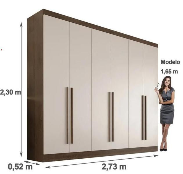 Imagem de Guarda Roupa Casal 6 Portas 6 Gavetas 100% MDF Gramado - Móveis Valverde -  Off White/New Canion