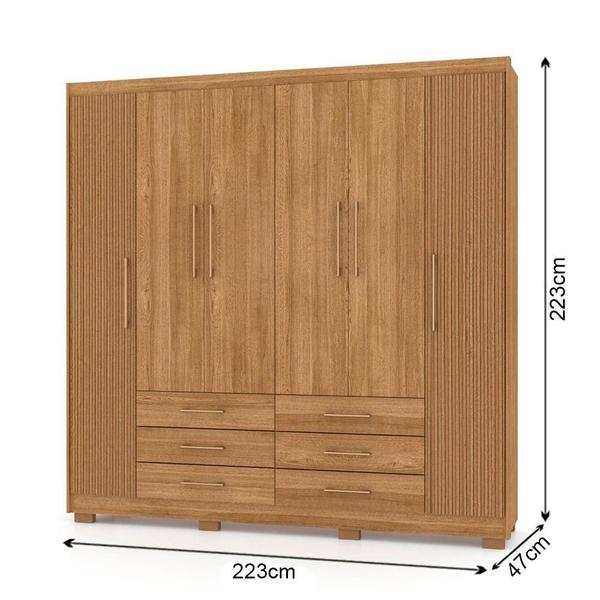 Imagem de Guarda Roupa Casal 6 Portas 6 Gavetas 223cm Quebec V02 Nature/Brisa - Mpozenato