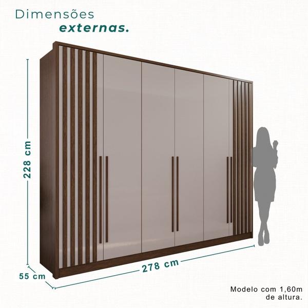 Imagem de Guarda-Roupa Casal 6 Portas 6 Gavetas Anápolis Ripado 100% MDF