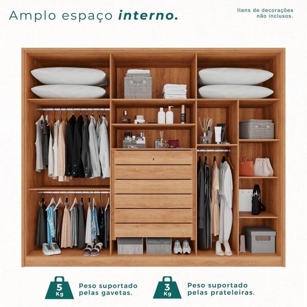 Imagem de Guarda-Roupa Casal 6 Portas 6 Gavetas Anápolis Ripado 100% MDF