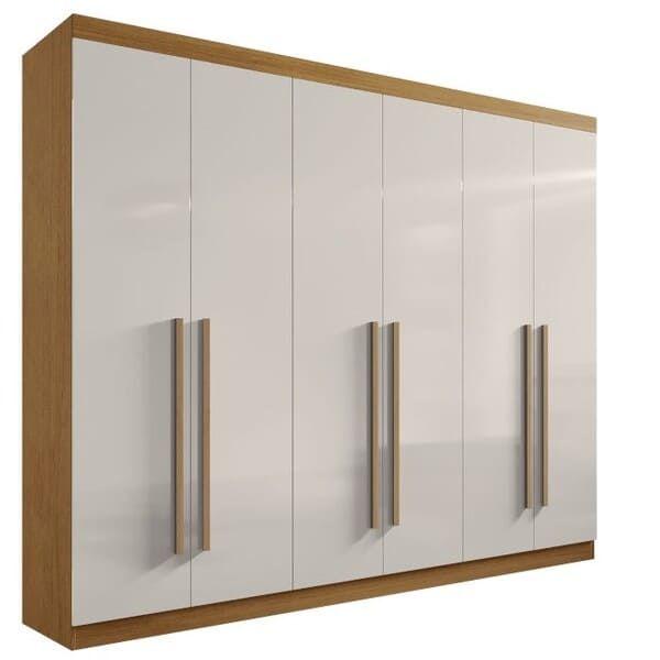 Imagem de Guarda Roupa Casal 6 Portas 6 Gavetas - Da Vinci Plus-Cinamomo/Off White - Móveis D'Doro