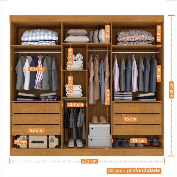 Imagem de Guarda Roupa Casal 6 Portas 6 Gavetas Gramado 100% MDF