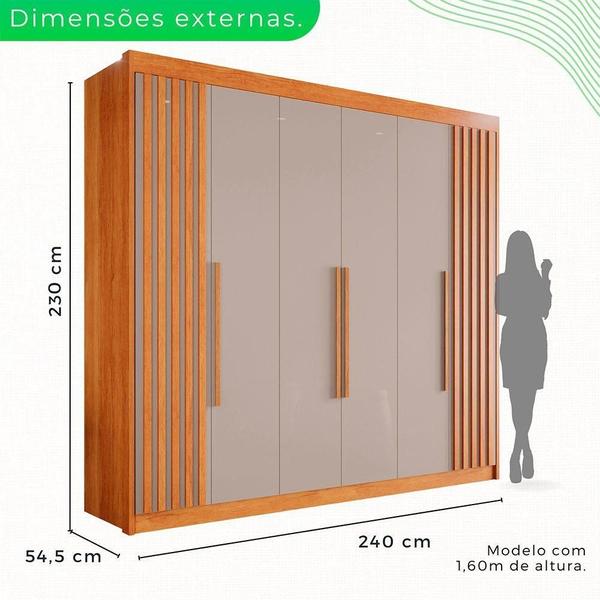 Imagem de Guarda-roupa Casal 6 Portas 6 Gavetas Granada Mdf Sallêto Cinamomo Com Off White