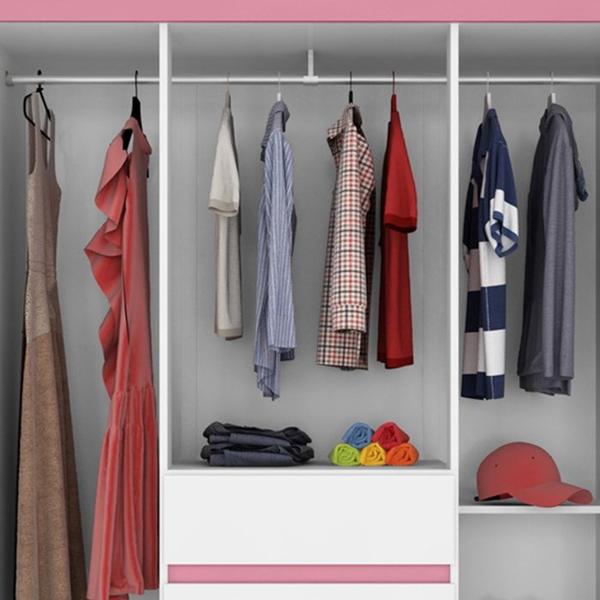 Imagem de Guarda Roupa Casal 6 Portas 62020 Branco Rosa Flex Demobile