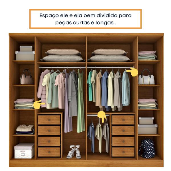 Imagem de Guarda Roupa Casal 6 Portas 8 Gavetas 181cm Sevilla