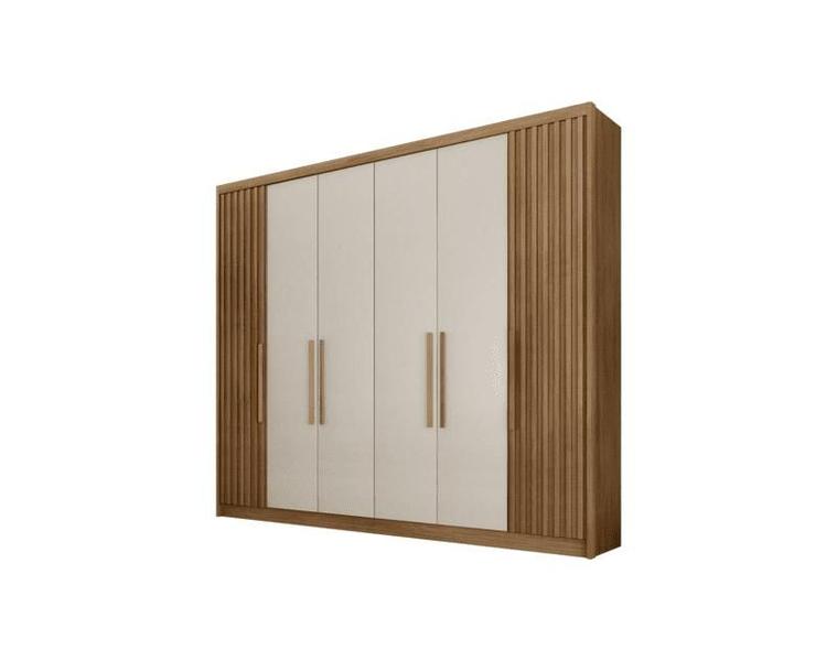 Imagem de Guarda Roupa Casal 6 Portas 8 Gavetas - Santoro Ripado-Cumaru/Fendi - Móveis Novo Horizonte