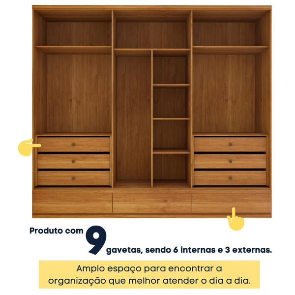 Imagem de Guarda Roupa Casal 6 Portas 9 Gavetas 270cm Stillus