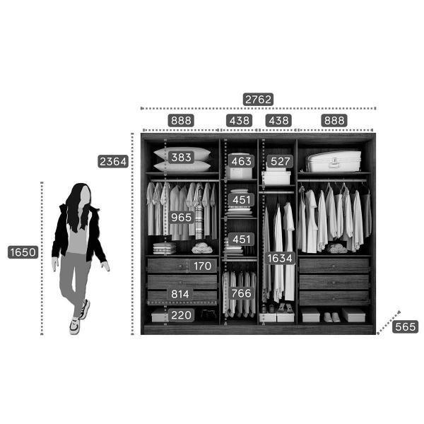 Imagem de Guarda Roupa Casal 6 Portas c/ Espelho e 6 Gavetas Robust Plus Freijó/FendiOff - Novo Horizonte