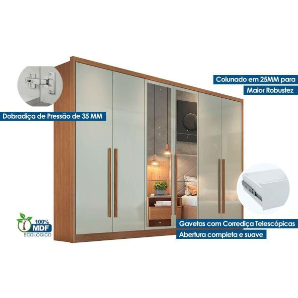 Imagem de Guarda Roupa Casal 6 Portas c/ Espelho e 6 Gavetas Robust Plus Freijó/FendiOff - Novo Horizonte