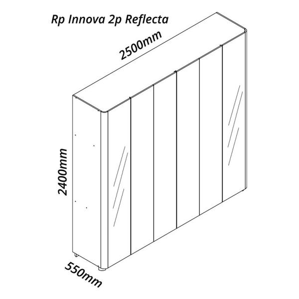 Imagem de Guarda-roupa Casal 6 Portas com 2 Portas Reflecta com Pés com Led Innova