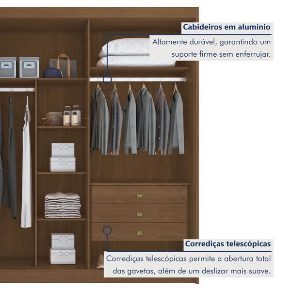 Imagem de Guarda-roupa Casal 6 Portas com 2 Portas Ripadas 6 Gavetas Cacau