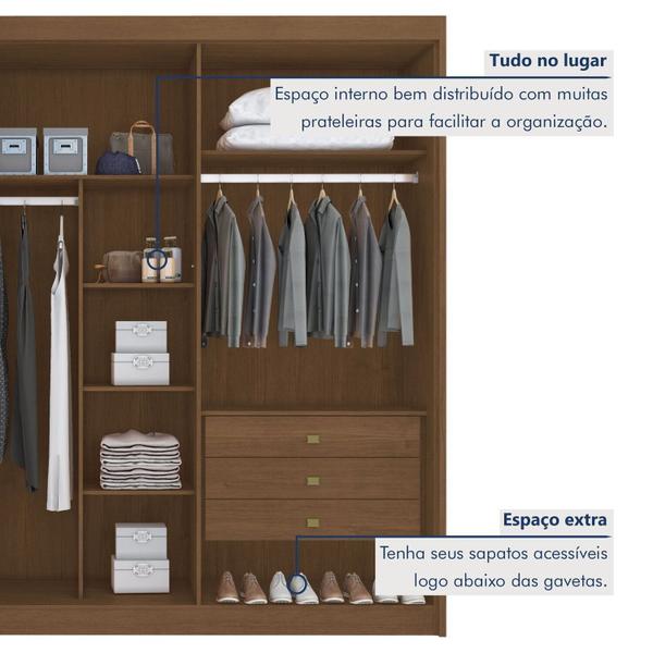 Imagem de Guarda-roupa Casal 6 Portas com 2 Portas Ripadas 6 Gavetas Cacau