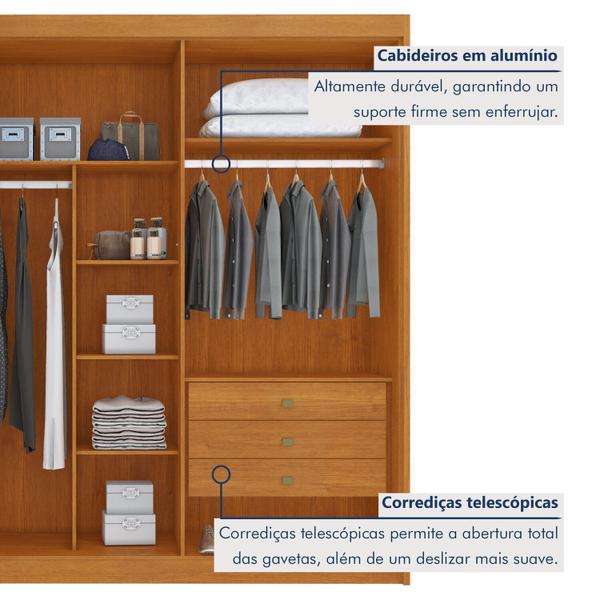 Imagem de Guarda Roupa Casal 6 Portas com 2 Portas Ripadas 6 Gavetas Cinamomo