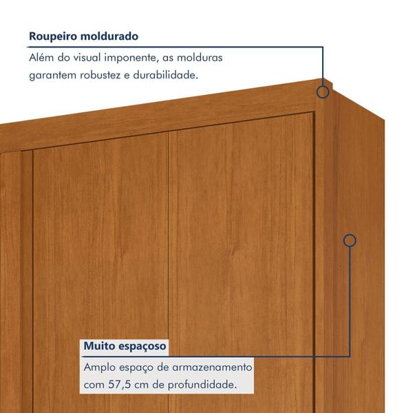 Imagem de Guarda Roupa Casal 6 Portas com 2 Portas Ripadas 6 Gavetas Cinamomo