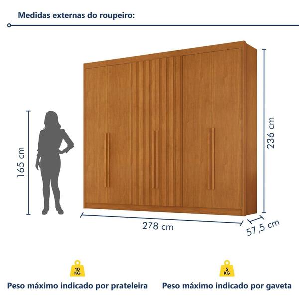 Imagem de Guarda Roupa Casal 6 Portas com 2 Portas Ripadas 6 Gavetas Cinamomo