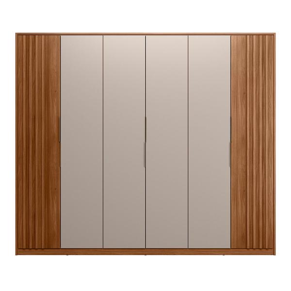 Imagem de Guarda Roupa Casal 6 Portas com 2 Portas Ripado Atrice Nogueira Touch/Nude Prime Tx - Demartêz