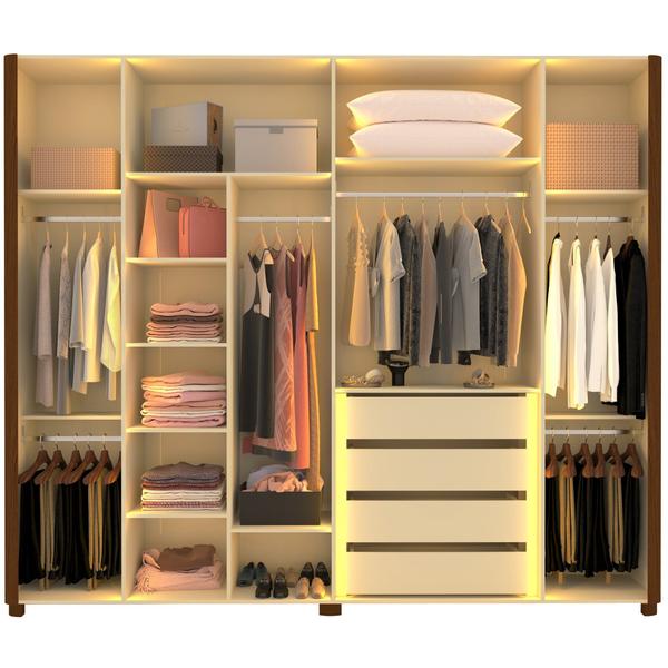 Imagem de Guarda-roupa Casal 6 Portas com 4 Portas Reflecta com Pés com Led Innova