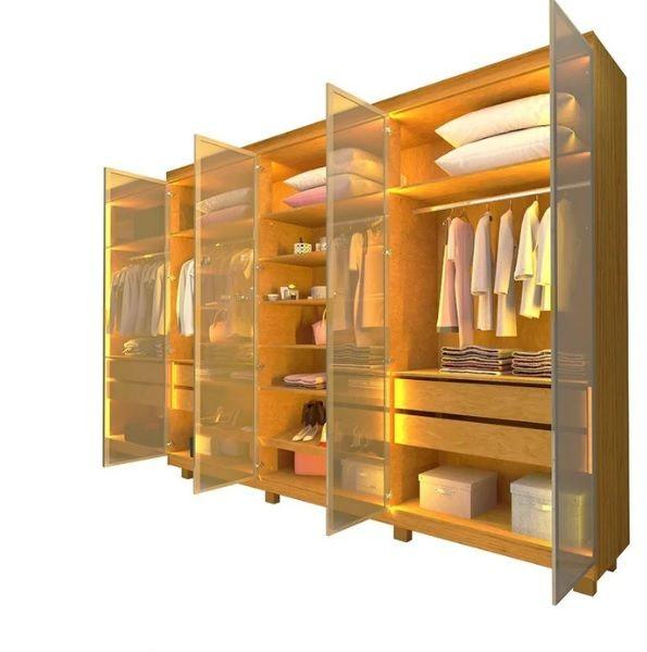 Imagem de Guarda-roupa Casal 6 Portas com 6 Portas Reflecta com Pés com Led Imperatriz Naturale