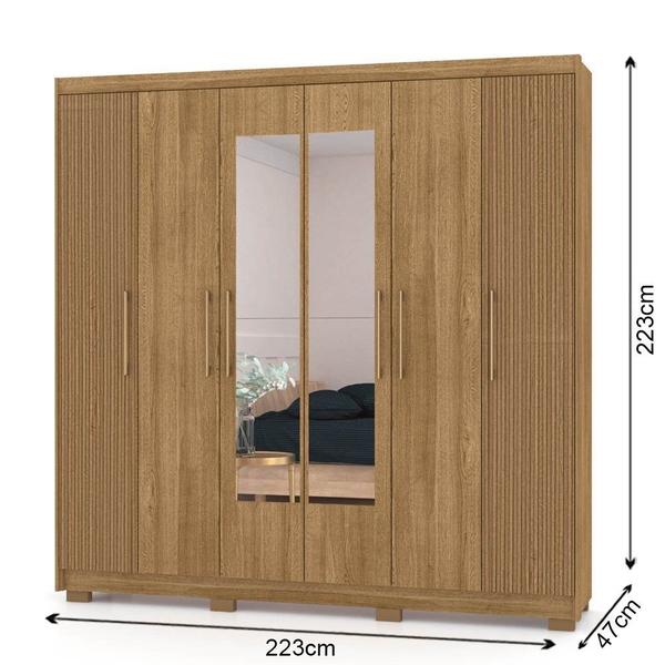 Imagem de Guarda Roupa Casal 6 Portas com Espelho 223cm Luko V02 Nature/Brisa - Mpozenato