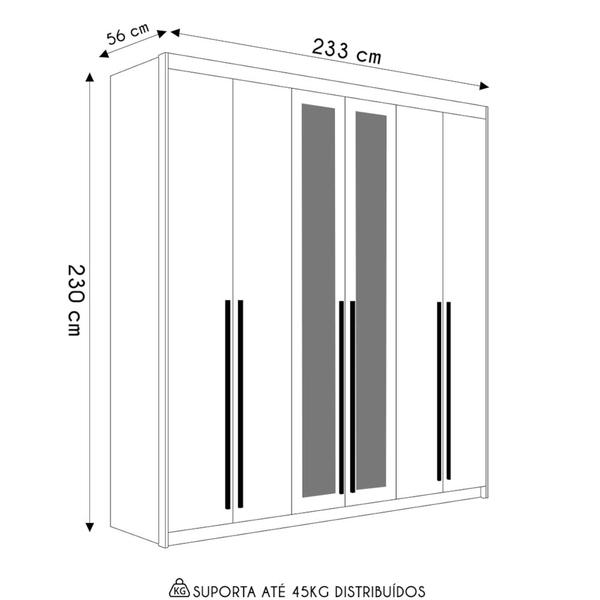 Imagem de Guarda Roupa Casal 6 Portas Com Espelho 233cm Dubai Nature   - VLR MÓVEIS