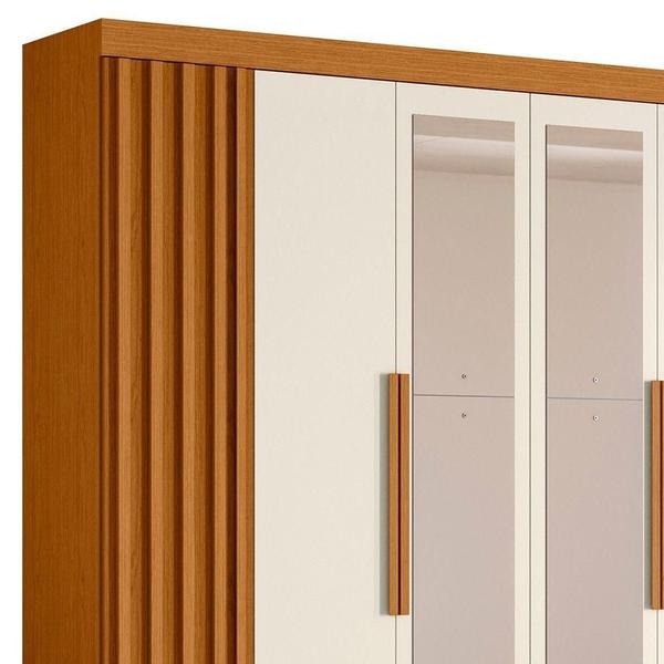 Imagem de Guarda Roupa Casal 6 Portas Com Espelho 240cm Doble Cinamomo Off White Albatroz