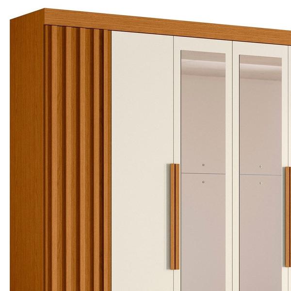 Imagem de Guarda Roupa Casal 6 Portas Com Espelho 240cm Doble Cinamomo/Off White - Albatroz