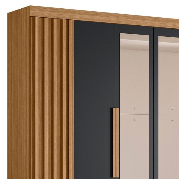 Imagem de Guarda Roupa Casal 6 Portas Com Espelho 240cm Doble Nature/Titanium - Albatroz