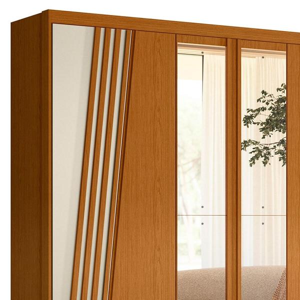 Imagem de Guarda Roupa Casal 6 Portas Com Espelho 240cm Ouro Verde Cinamomo/Off White - Albatroz