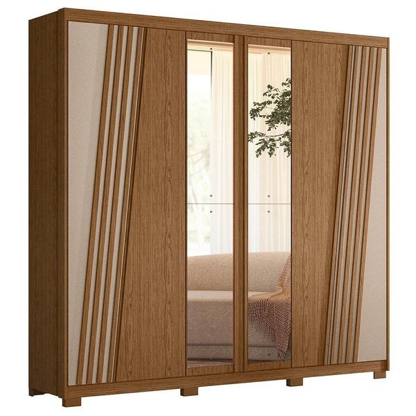 Imagem de Guarda Roupa Casal 6 Portas Com Espelho 240cm Ouro Verde Jatobá/Fendi - Albatroz